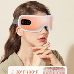 Eye Massager with Heat, 5 Massage Modes, Eye Mask, Birthday Gifts for Women, Men, Friend, Mom and Dad, Sleep Mask for Relax, Migraine Relief, Reduce Strain, Improve Sleep, White