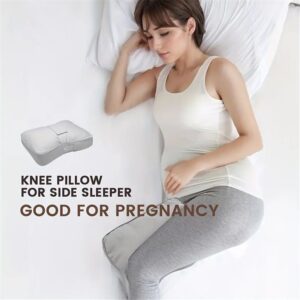 Orthopedic Knee Pillow for Sciatica Relief, Back Pain, Leg Pain, Hip pain, Joint Pain, Pregnancy, Spine Alignment - Memory Foam Wedge Contour with Leg Strap, Grey Color